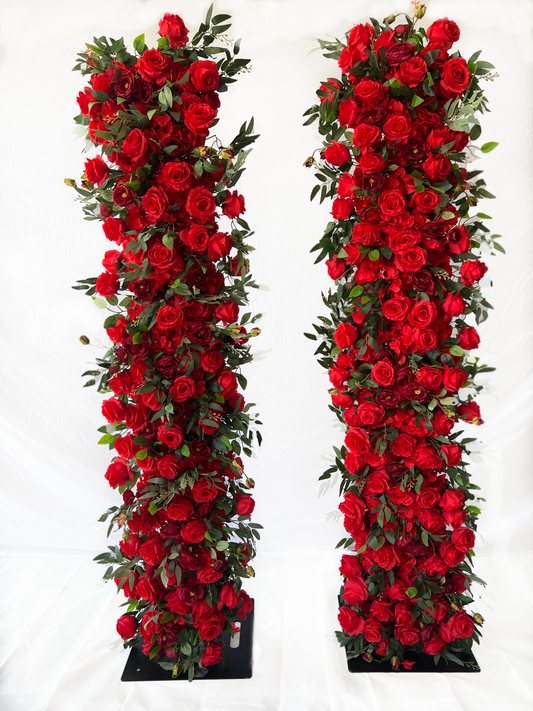 Red Rose Floral Pillars